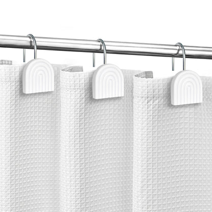 Sunlit Geometric Decorative Shower Curtain Hooks, Matt Triangle Geometric Black Shower Curtain Rings, Resin, Bathroom Decoration Boho Shower Curtain Hooks-12 Pack