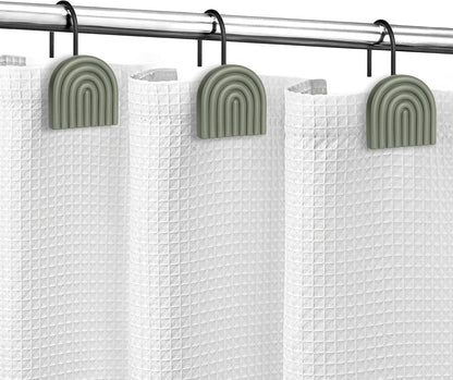 Sunlit Arch Shower Curtain Hooks, Decorative Bathroom Curtain Rings, Green