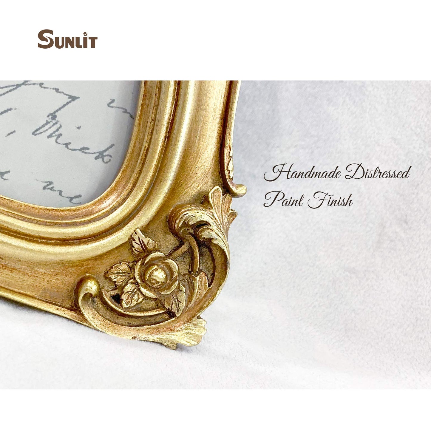 Sunlit Vintage Small Picture Frame 2.5x3.5 Inch, Antique Mini Polaroid Photo Frames with Glass Front, Luxury Wallet Size Picture Frames, Tiny Photo Frames Display Tabletop Wall Hanging Gift Ideas, Gold
