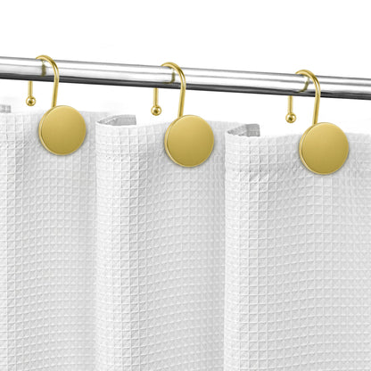 Sunlit Gold Shower Curtain Hooks, Round Metal Home Decorative Shower Curtain Rings for Bathroom, Modern Shower Curtain Hangers Bathroom Accessories, Set of 12