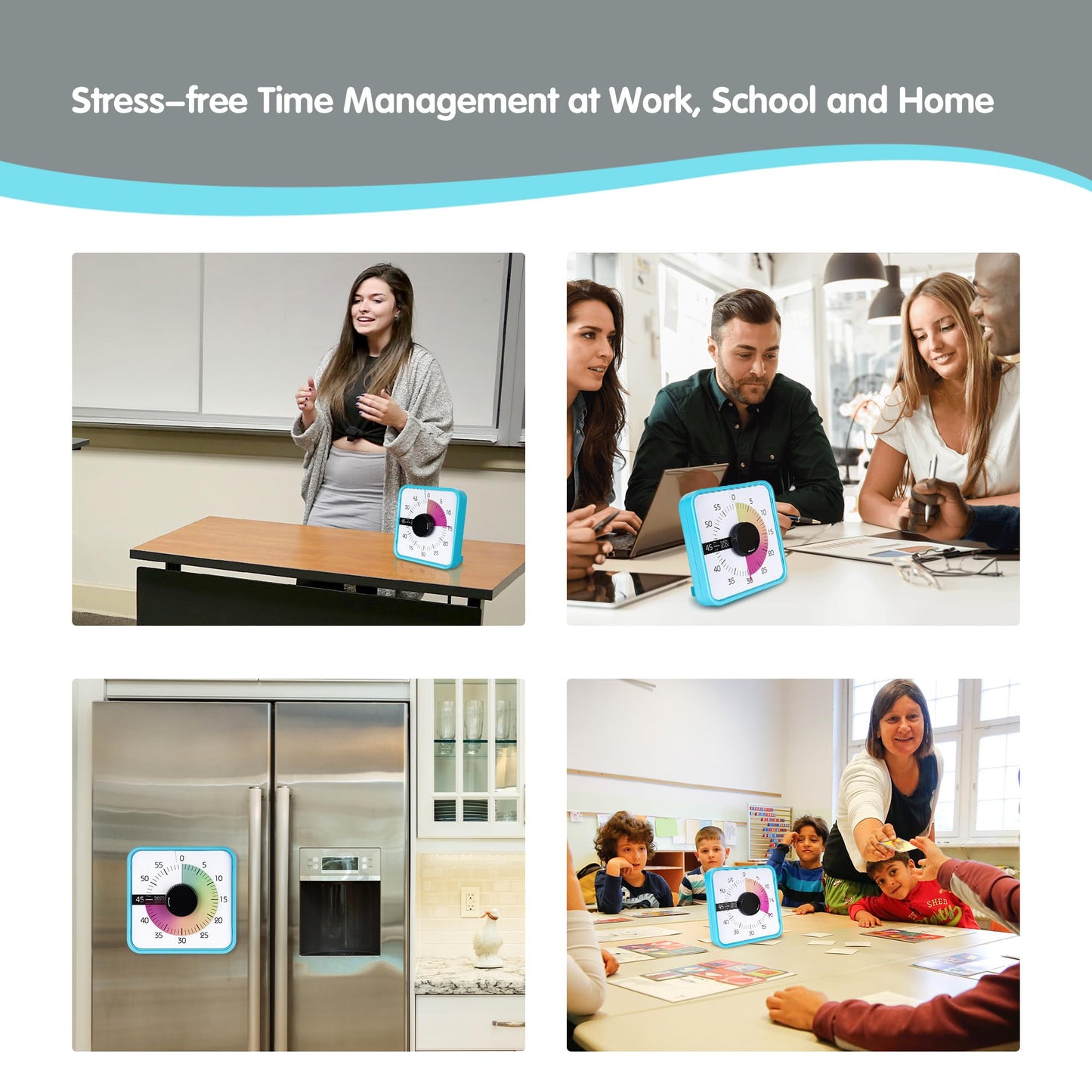 TWENTY5 SEVEN Countdown Timer 7.5 inch; 60 Minute 1 Hour Visual Timer – Classroom Teaching Tool Office Meeting, Mechanical Countdown Clock for Kids Exam Time Management Magnetic, Colorful