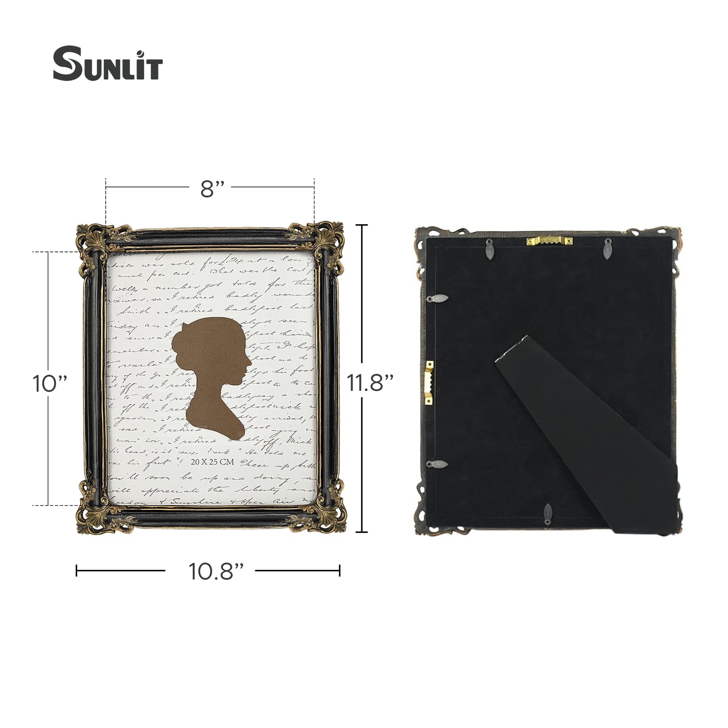 Sunlit Vintage Picture Frame 4x6 Inch, Luxury Antique Photo Frames with Glass Front, Photo Display, Tabletop Wall Hanging, Gift Ideas