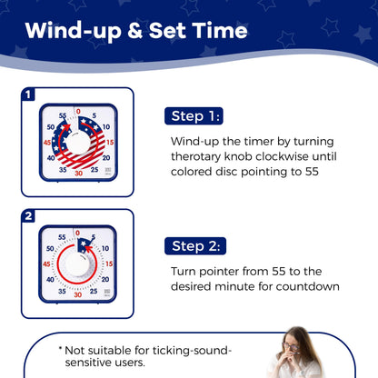 TWENTY5 SEVEN Countdown Timer 7.5 inch; 60 Minute 1 Hour Visual Timer – Classroom Teaching Tool Office Meeting, Mechanical Countdown Clock for Kids Exam Time Management Magnetic, Sky Blue