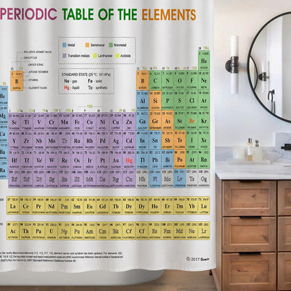 Updated Periodic Table of Elements Fabric Shower Curtains for Chemistry Students and Teacher Use as Poster, Educational Shower Curtain