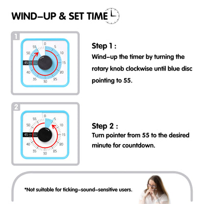 TWENTY5 SEVEN Countdown Timer 7.5 inch; 60 Minute 1 Hour Visual Timer – Classroom Teaching Tool Office Meeting, Mechanical Countdown Clock for Kids Exam Time Management Magnetic, Colorful