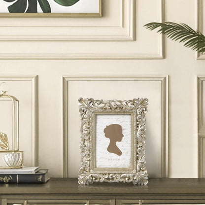 Sunlit Vintage Picture Frame 4x4 Inch, Luxury Antique Square Photo Frames with Glass Front, Photo Display, Tabletop Wall Hanging, Gift Ideas, Antique Gold Silver
