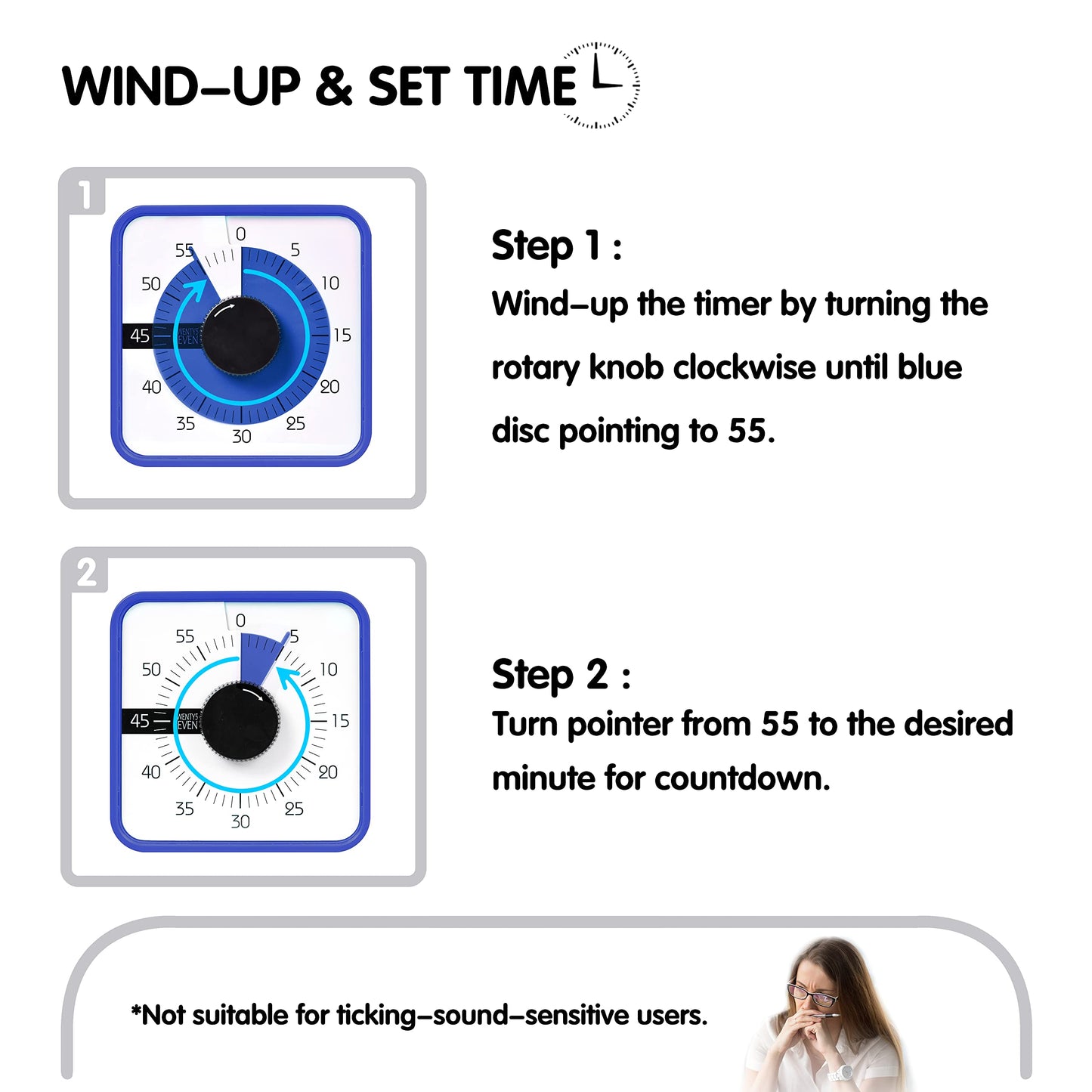 Visual Timer 7.5 inch, 60-Minute Countdown Timer for Kids Classroom Teaching Tool Office Meeting, Mechanical Countdown Clock for Exam Time Management Magnetic Kitchen Timer, Purple