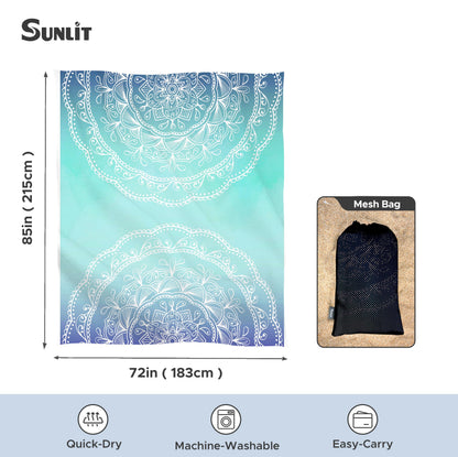 Sunlit Silky Soft Sand Proof Beach Blanket 106"x81" / 85"x72" Sand Proof Mat with Corner Pockets and Mesh Bag for Beach Party, Travel, Camping and Outdoor Music Festival, Mandala