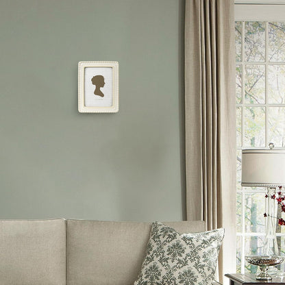 Sunlit Boho Vintage Picture Frame 5x7 Inch with Beaded Border, Luxury Antique Square Photo Frames with Glass Front, Photo Display, Tabletop Wall Hanging, Gift Idea, Distressed White