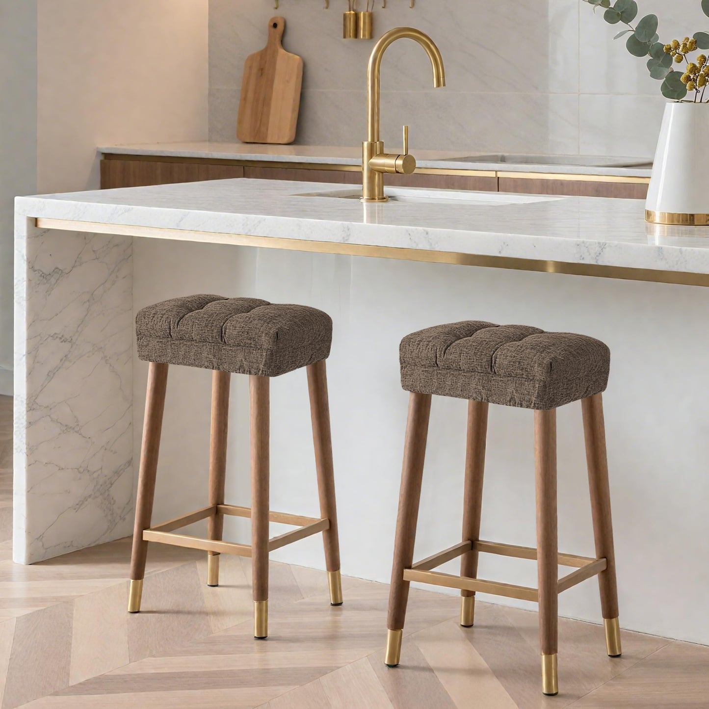 Sunlit Bar Stool Covers - Set of 2 Round Bar Stool Seat Covers, Soft and Cushioned Bar Chair Covers, Easy to Install and Wash, Cover Only, 12 Inch Diameter, Gray