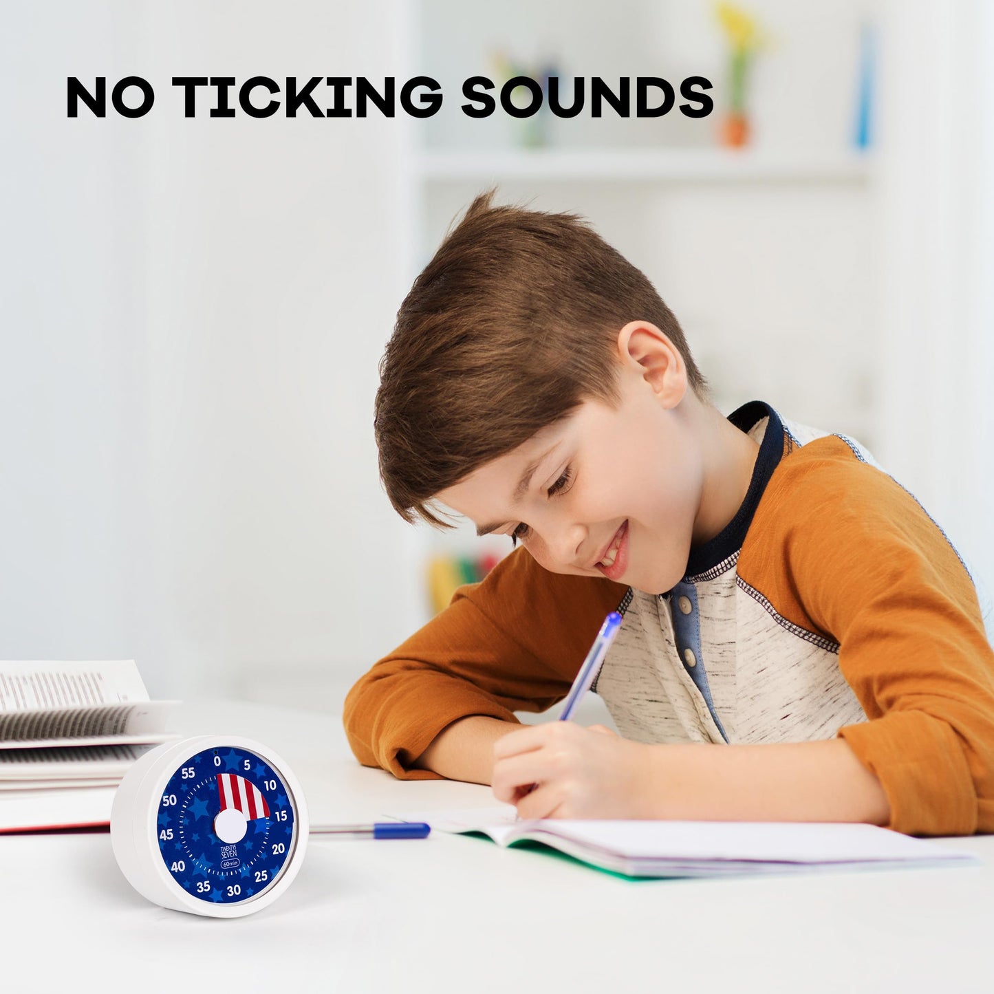 TWENTY5 SEVEN Countdown Timer 3 inch, Silent 60 Minute 1 Hour Visual Timer with Pause, Magnetic Classroom Teaching Tool Office Meeting, Countdown Clock for Kids Time Management, Red White and Blue