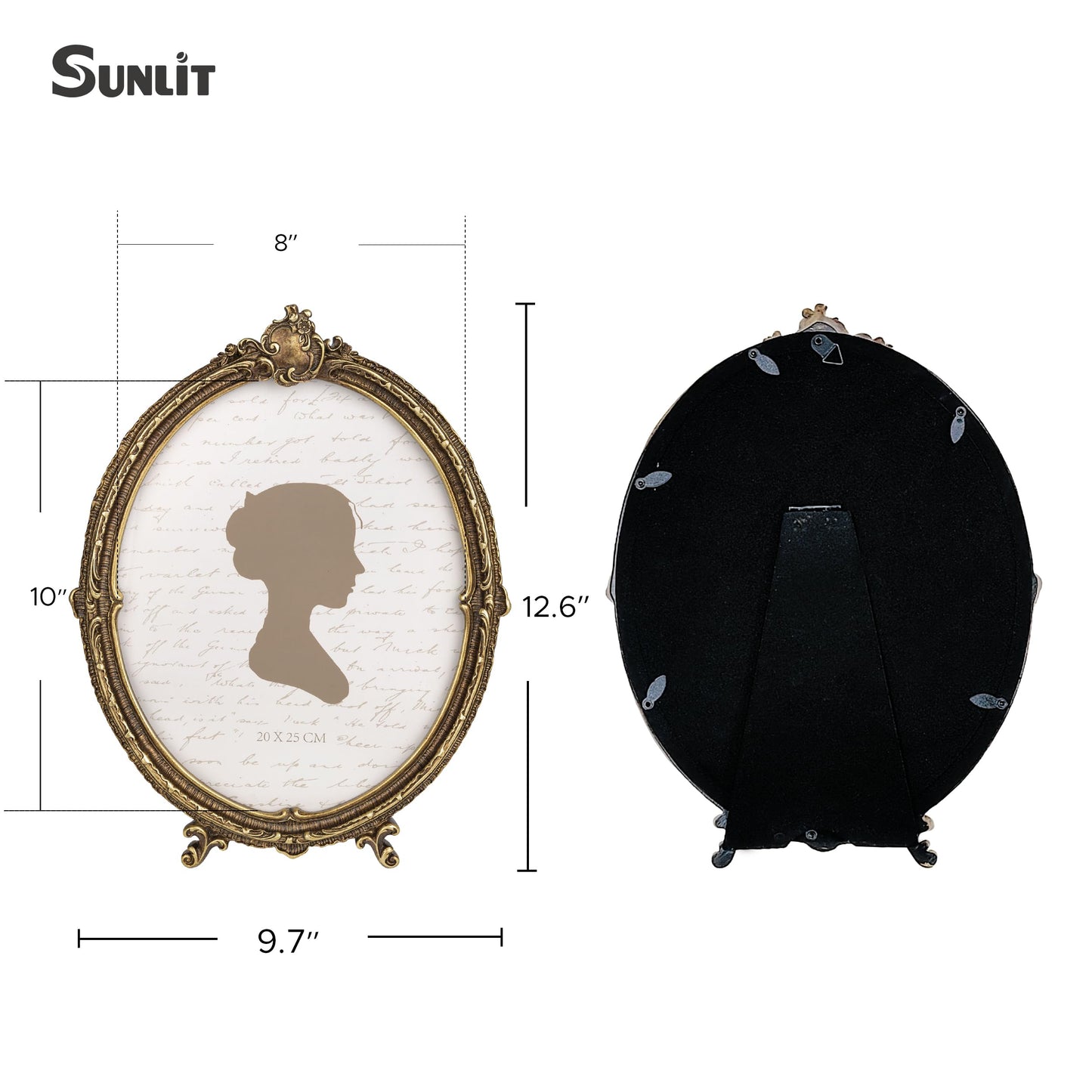 Sunlit Vintage Picture Frame 4x6 Inch, Oval Antique Photo Frames with Glass Front, Luxury Photo Display, Tabletop Wall Hanging, Gift Ideas, Brown