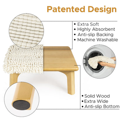 Sunlit One Step Stool, Heavy Duty Bathtub Stool up to 550 lbs, Non-Slip Wood Foot Stool, Wooden Step Stool for Adults, Dark Walnut Bed Step Stools for High Bed, Kitchen Bathroom Bedroom