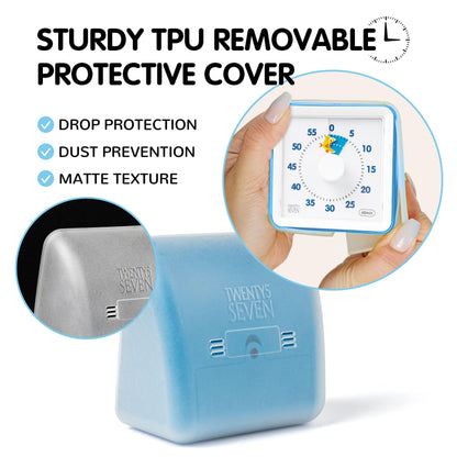 Visual Timer with Protective Case, 60-Minute Countdown Timer for Kids Autism ADHD Classroom Home Office, Countdown Clock for Teaching Work Meeting Time Management, Navy Blue/Colorful