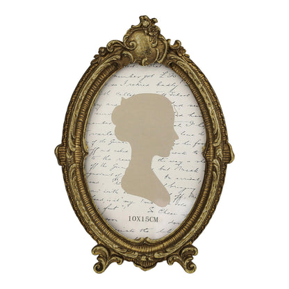 Sunlit Vintage Picture Frame 4x6 Inch, Oval Antique Photo Frames with Glass Front, Luxury Photo Display, Tabletop Wall Hanging, Gift Ideas, Brown