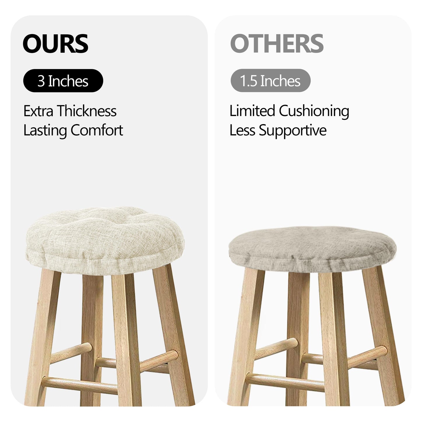 Sunlit Bar Stool Covers - Set of 2 Round Bar Stool Seat Covers, Soft and Cushioned Bar Chair Covers, Easy to Install and Wash, Cover Only, 12 Inch Diameter, Gray