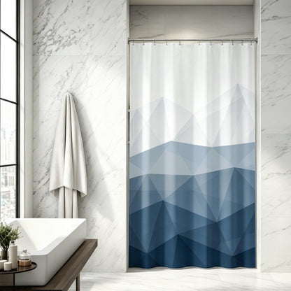 Sunlit Designer Popular Shower Curtain, Ombre Blue Fabric Contemporary Shower Curtains for Bathroom Décor