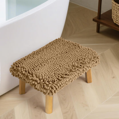 Sunlit One Step Stool, Heavy Duty Bathtub Stool up to 550 lbs, Non-Slip Wood Foot Stool, Wooden Step Stool for Adults, Dark Walnut Bed Step Stools for High Bed, Kitchen Bathroom Bedroom