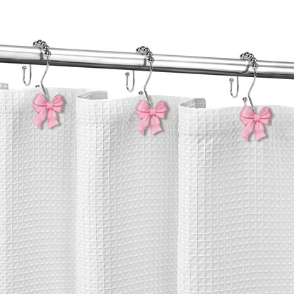 Sunlit Cute Bow Knot Shower Curtain Hooks, Home Decorative Shower Curtain Rings for Bathroom, Resin Shower Curtain Hangers Bathroom Accessories, Set of 12, Pink