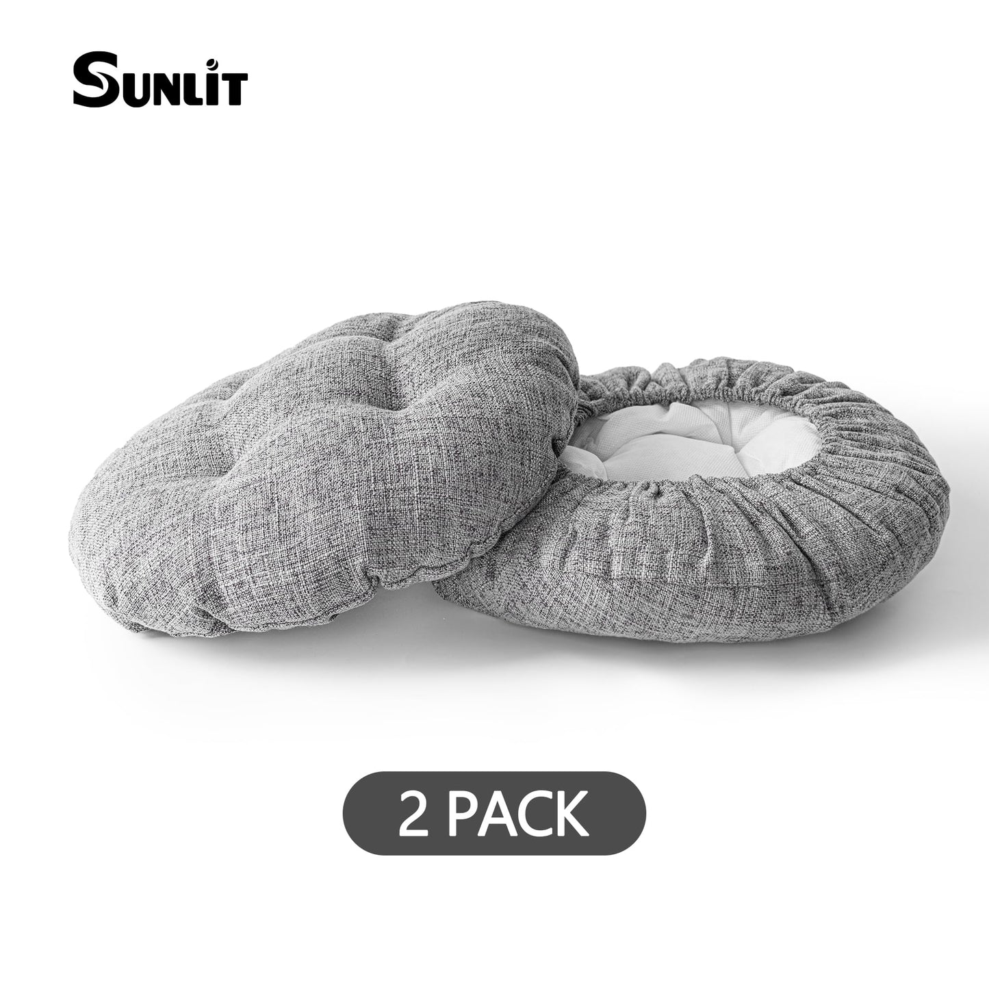 Sunlit Bar Stool Covers - Set of 2 Round Bar Stool Seat Covers, Soft and Cushioned Bar Chair Covers, Easy to Install and Wash, Cover Only, 12 Inch Diameter, Light Gray