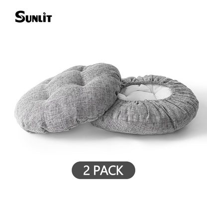Sunlit Bar Stool Covers - Set of 2 Round Bar Stool Seat Covers, Soft and Cushioned Bar Chair Covers, Easy to Install and Wash, Cover Only, 12 Inch Diameter, Gray