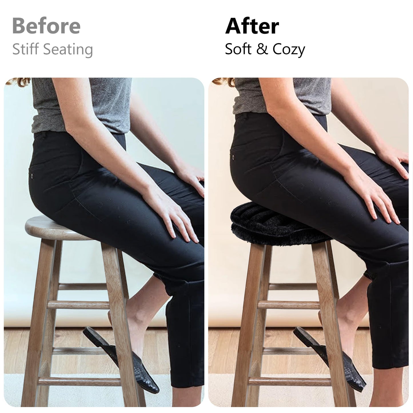 Sunlit Bar Stool Covers - Set of 2 Round Bar Stool Seat Covers, Soft and Cushioned Bar Chair Covers, Easy to Install and Wash, Cover Only, 12 Inch Diameter, Light Gray