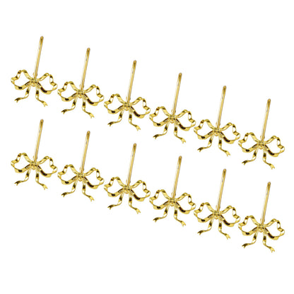 Sunlit Cute Gold Bow Knot Shower Curtain Hooks, Metal Home Decorative Shower Curtain Rings for Bathroom, Shower Curtain Hangers Bathroom Accessories, Set of 12