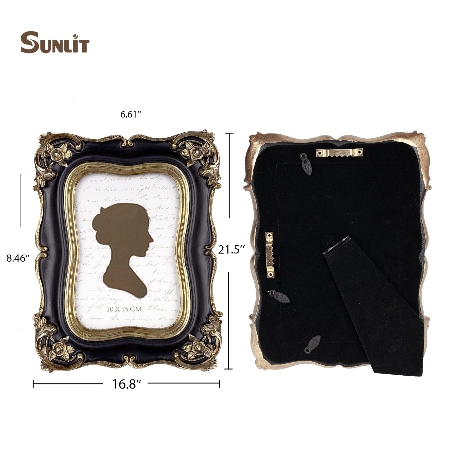 Sunlit Vintage Small Picture Frame 2.5x3.5 Inch, Antique Mini Polaroid Photo Frames with Glass Front, Luxury Wallet Size Picture Frames, Tiny Photo Frames Display Tabletop Wall Hanging Gift Ideas, Gold
