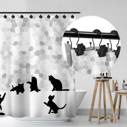Sunlit Fashion Design Cute Paw Print Polished Double Shower Curtain Hooks for Dog Cat and Bear, Rust Proof Oil Rubbed Metal Shower Curtain Rings-12 Pack