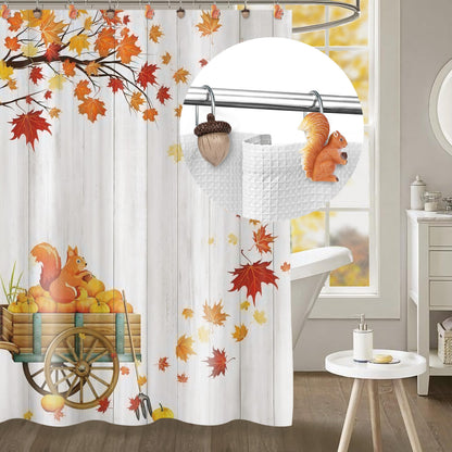 Sunlit Maple Leaf Shower Curtain Hooks for Fall Autumn, Home Decorative Shower Curtain Rings for Bathroom, Resin, Orange Red Maple Leaves Shower Curtain Hangers Hooks Bath Accessories, Set of 12
