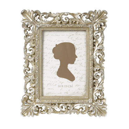 Sunlit Vintage Picture Frame 4x4 Inch, Luxury Antique Square Photo Frames with Glass Front, Photo Display, Tabletop Wall Hanging, Gift Ideas, Antique Gold Silver