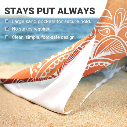 Sunlit Silky Soft Sand Proof Beach Blanket 106"x81" / 85"x72" Sand Proof Mat with Corner Pockets and Mesh Bag for Beach Party, Travel, Camping and Outdoor Music Festival, Mandala