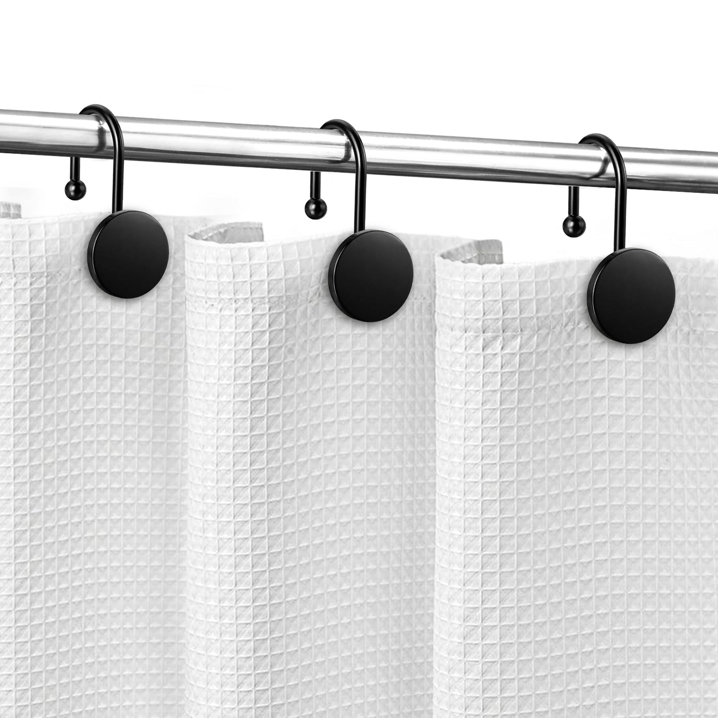Sunlit Gold Shower Curtain Hooks, Round Metal Home Decorative Shower Curtain Rings for Bathroom, Modern Shower Curtain Hangers Bathroom Accessories, Set of 12
