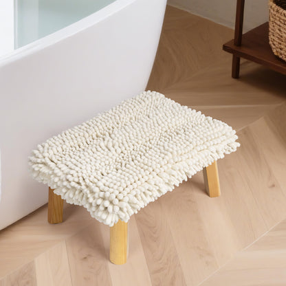 Sunlit One Step Stool, Heavy Duty Bathtub Stool up to 550 lbs, Non-Slip Wood Foot Stool, Wooden Step Stool for Adults, Dark Walnut Bed Step Stools for High Bed, Kitchen Bathroom Bedroom