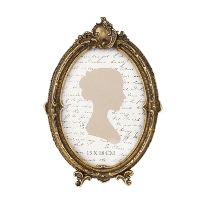 Sunlit Vintage Picture Frame 4x6 Inch, Oval Antique Photo Frames with Glass Front, Luxury Photo Display, Tabletop Wall Hanging, Gift Ideas, Brown