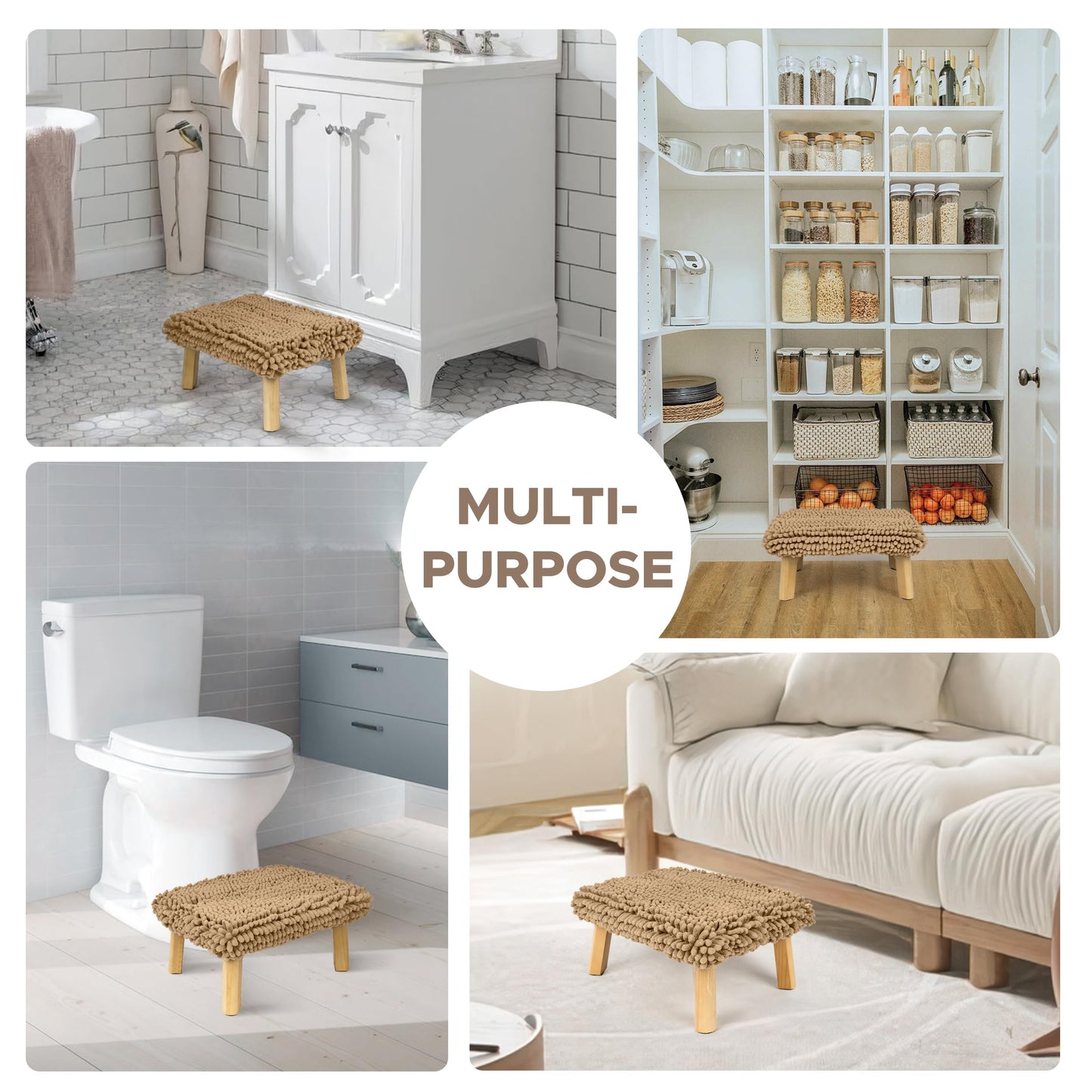 Sunlit One Step Stool, Heavy Duty Bathtub Stool up to 550 lbs, Non-Slip Wood Foot Stool, Wooden Step Stool for Adults, Dark Walnut Bed Step Stools for High Bed, Kitchen Bathroom Bedroom