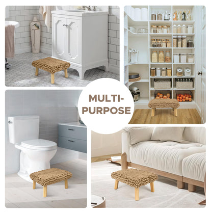 Sunlit One Step Stool, Heavy Duty Bathtub Stool up to 550 lbs, Non-Slip Wood Foot Stool, Wooden Step Stool for Adults, Dark Walnut Bed Step Stools for High Bed, Kitchen Bathroom Bedroom