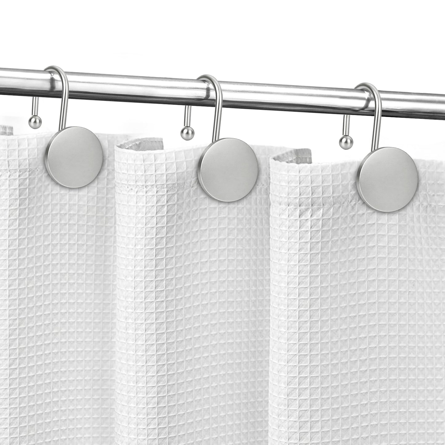 Sunlit Gold Shower Curtain Hooks, Round Metal Home Decorative Shower Curtain Rings for Bathroom, Modern Shower Curtain Hangers Bathroom Accessories, Set of 12