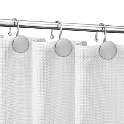 Sunlit Gold Shower Curtain Hooks, Round Metal Home Decorative Shower Curtain Rings for Bathroom, Modern Shower Curtain Hangers Bathroom Accessories, Set of 12