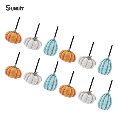 Sunlit Fall Pumpkin Decorative Shower Curtain Hooks, Autumn Harvest Festival Shower Curtain Rings, Resin, Orange Farmhouse Bathroom Curtain Hangers Decoration, Set of 12