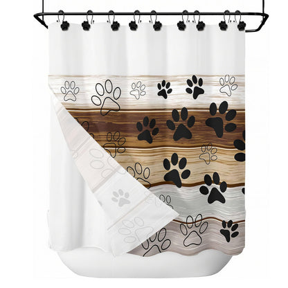 Sunlit Fashion Design Cute Paw Print Polished Shower Curtain Hooks for Dog Cat and Bear, Rust Proof Oil Rubbed Metal Shower Curtain Rings-12 Pack
