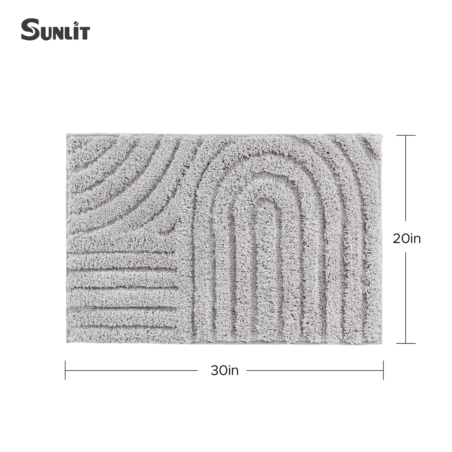 Sunlit 24"x60" Boho Decorative Textured Bathroom Rugs Runner, Mid Century Modern Extra Long Non-Slip Absorbent Soft Bath Mat, Organic Modern Floor Mat Bath Runner Dry Fast Machine Washable, Gray