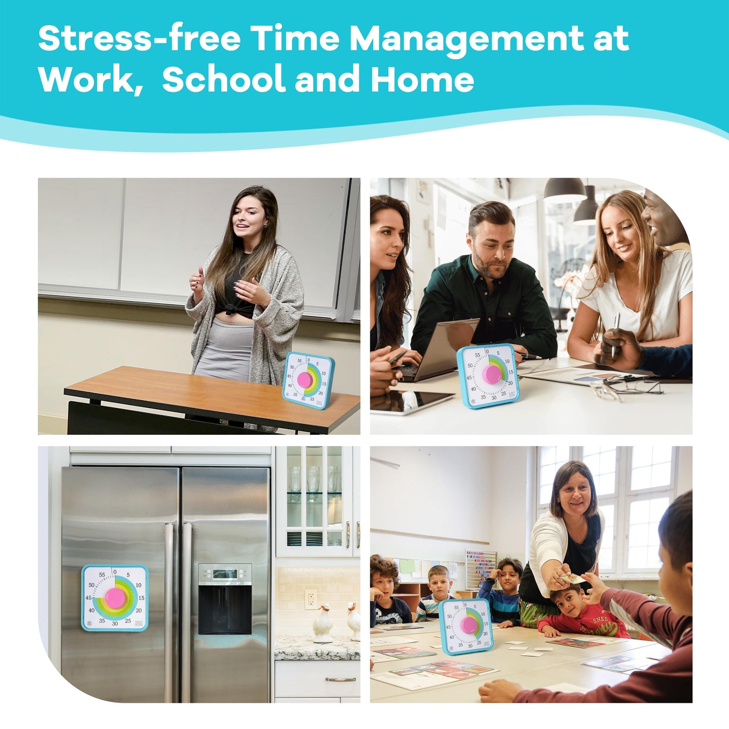 TWENTY5 SEVEN Countdown Timer 7.5 inch; 60 Minute 1 Hour Visual Timer – Classroom Teaching Tool Office Meeting, Mechanical Countdown Clock for Kids Exam Time Management Magnetic, Colorful