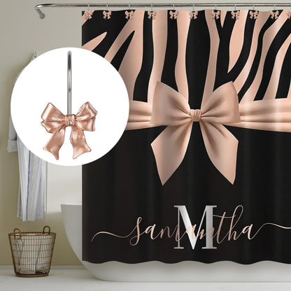 Sunlit Cute Bow Knot Shower Curtain Hooks, Home Decorative Shower Curtain Rings for Bathroom, Resin Shower Curtain Hangers Bathroom Accessories, Set of 12, Pink