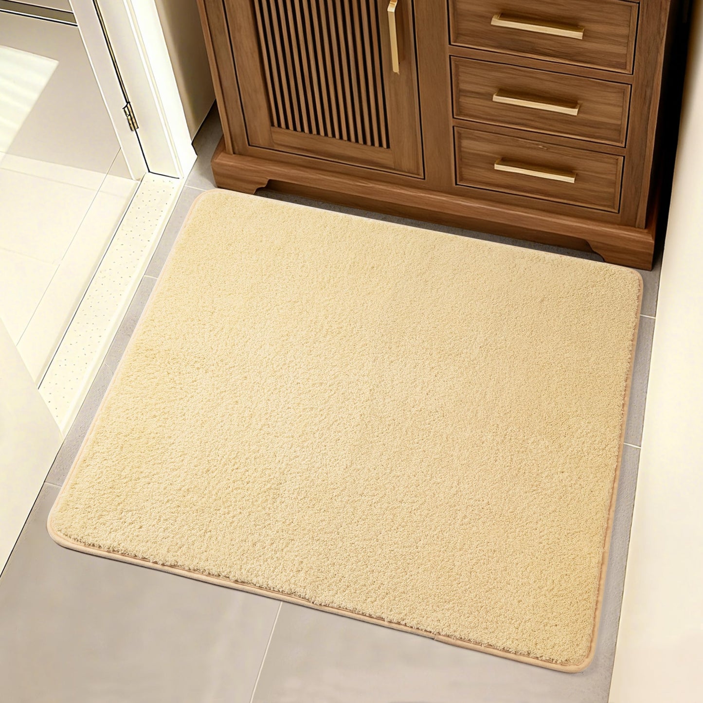 Sunlit Square Bathroom Rug 32x32, Soft Super Absorbent Bath Mat Quick Dry, Washable Bathroom Mat, Non-Slip Square Bath Rug, Cozy Shower Rugs Bathmat, Gray
