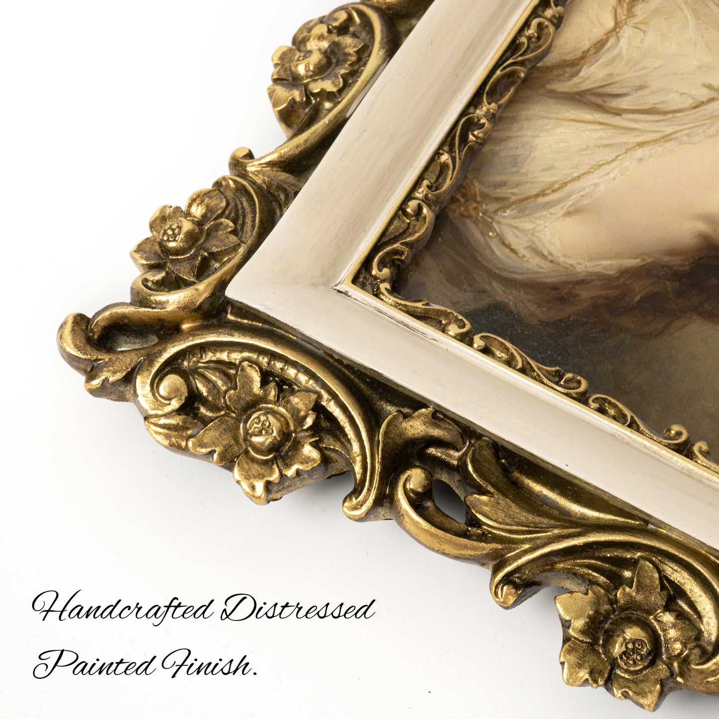 Sunlit Vintage Picture Frame 5x7 Inch, Luxury Antique Photo Frames with Glass Front, Photo Display, Tabletop Wall Hanging, Gift Ideas, Gold and Brown