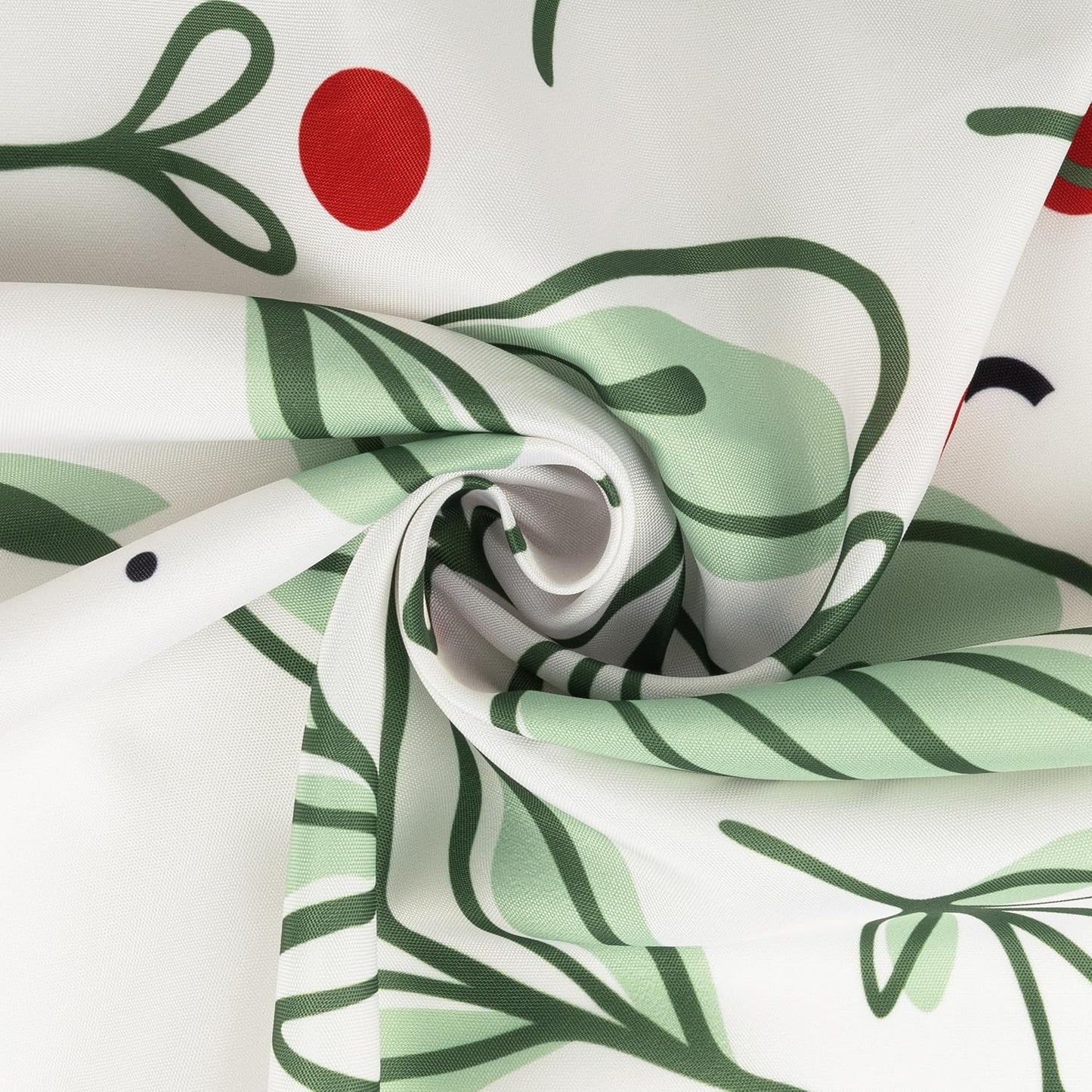 Sunlit Christmas Shower Curtain, Green Xmas Pine Tree with Red Star Ornament Holiday Floral Holly Berries Decorations Festive Bathroom Fabric Shower Curtain, Home Decor Tapestry, 72" x 72"