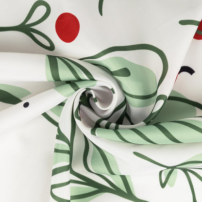 Sunlit Christmas Shower Curtain, Green Xmas Pine Tree with Red Star Ornament Holiday Floral Holly Berries Decorations Festive Bathroom Fabric Shower Curtain, Home Decor Tapestry, 72" x 72"