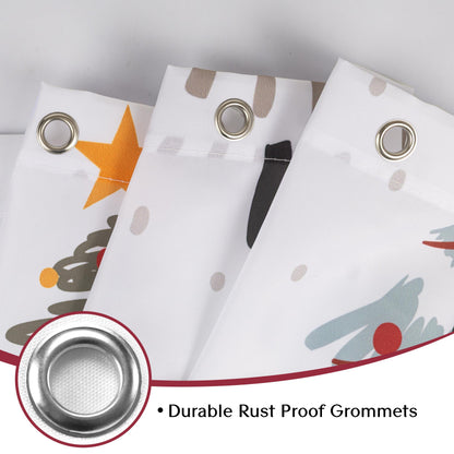 Sunlit Christmas Shower Curtain, Red and Gray Xmas Trees with Stars and Snow Pattern Shower Curtain for Bathroom Decor, 71x71 Inch