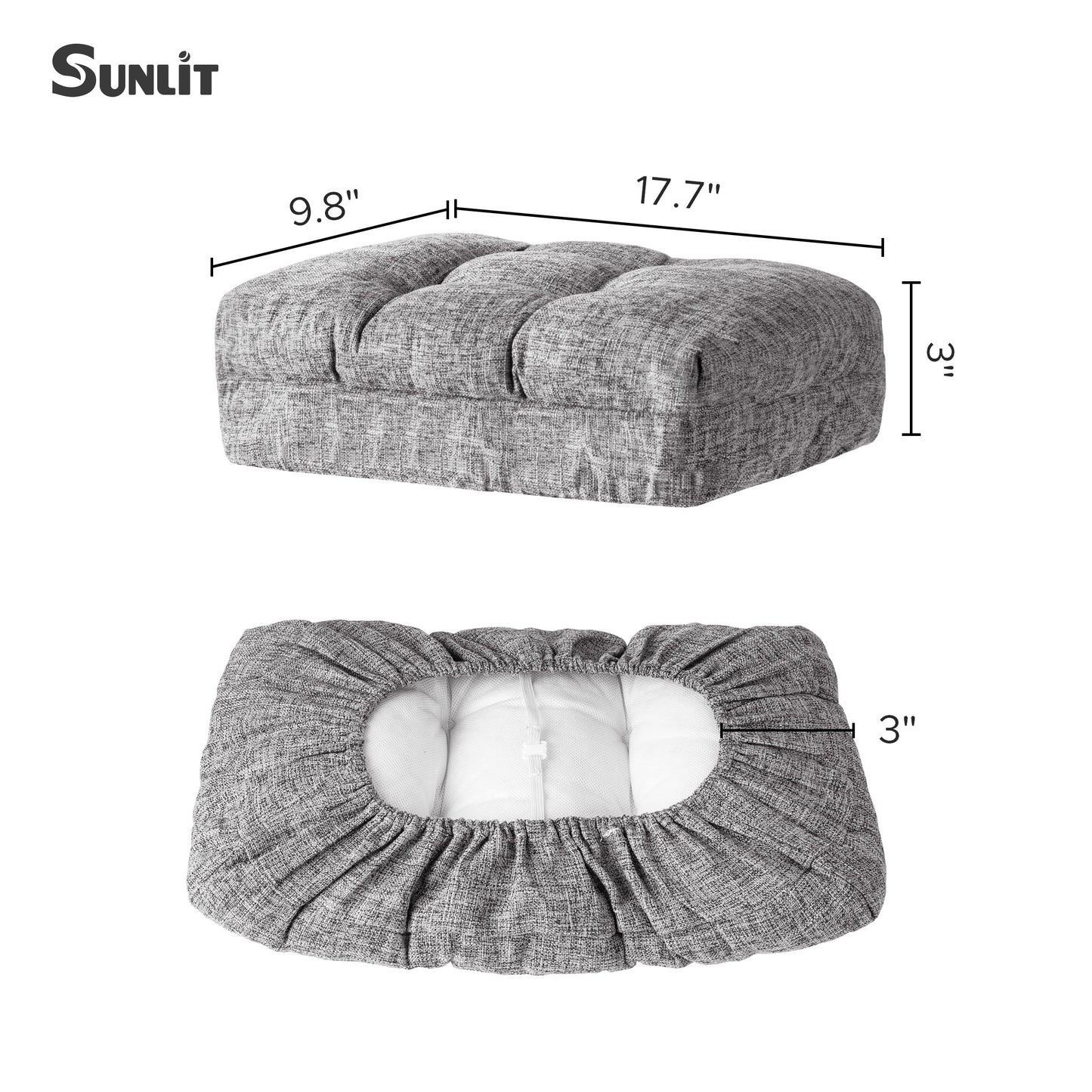 Sunlit Bar Stool Covers - Set of 2 Rectangle Bar Stool Seat Covers, Soft and Cushioned Bar Chair Covers, Easy to Install and Wash, Cover Only, Gray